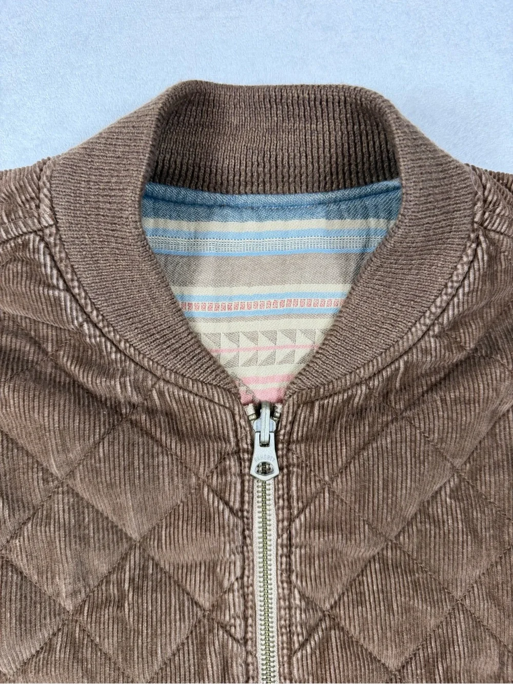 Faherty Men’s Large Reversible Quilted Corduroy & Aztec Cloth Vest Western Trad